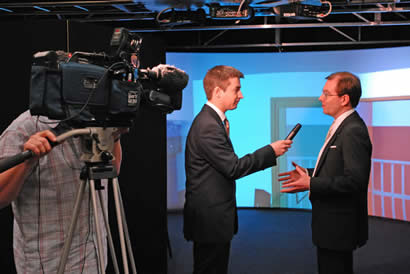David Miller being interviewed for Grampian TV news